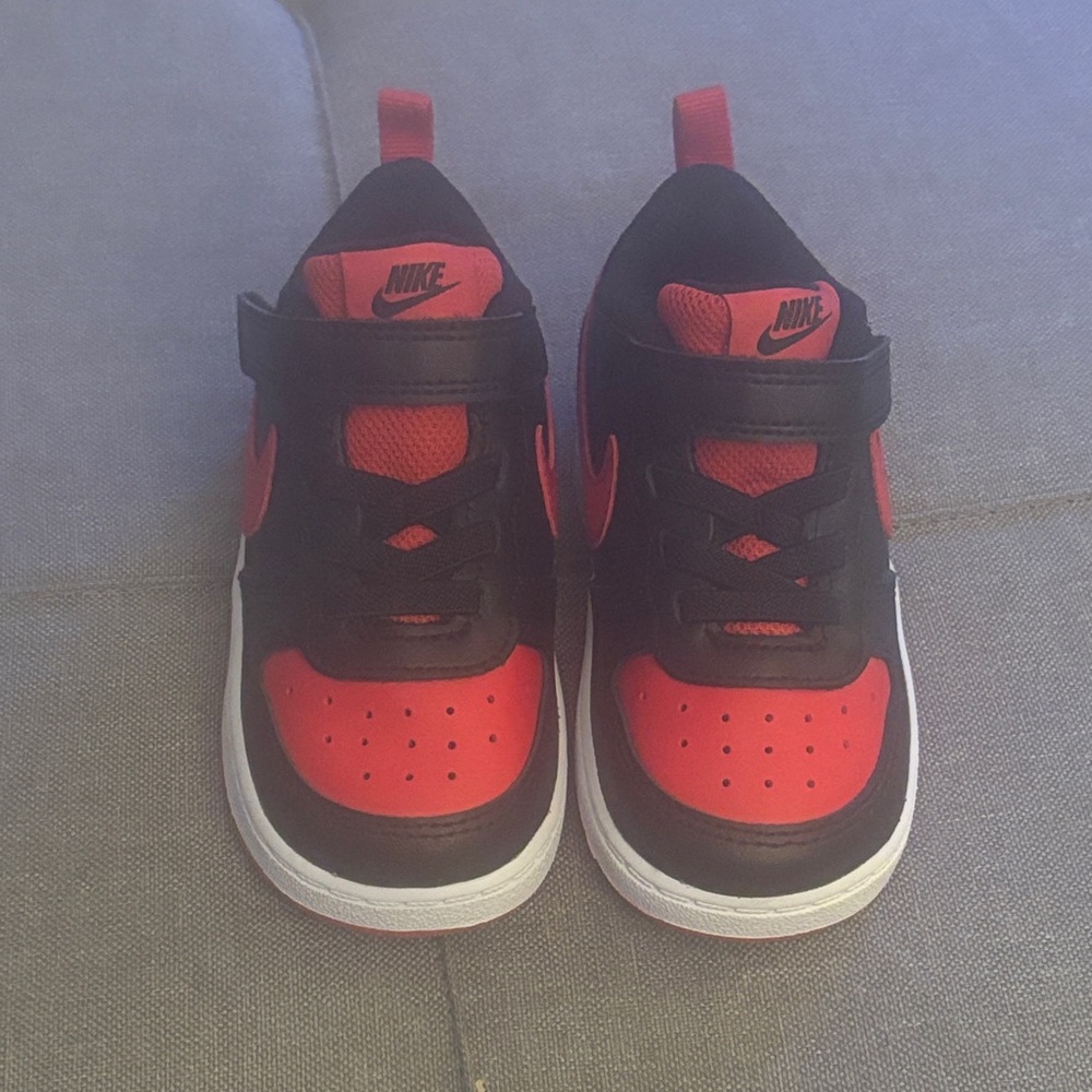 Nike Court Borough Low Toddler Black and Red Sneakers
